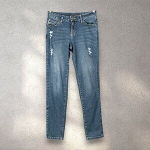 Jag Jeans Girlfriend Jeans Women’s 2 Medium Wash Distressed Mid Rise Western Y2K